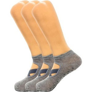 Women’s Non-Slip Grip Yoga Socks with Straps – 3 Pairs for Pilates, Barre & Studio Workouts – Size 5-7 - 1 of 1