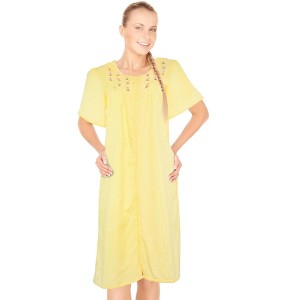 JEFFRICO House Dresses for Women with Pockets - Lightweight Breathable Short Sleeve Muumuu & Nightgowns - Zipper Front Housecoat and Dusters - 1 of 4