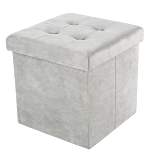 Storage Ottoman - Velvet Tufted Footrest, Toy Chest, or Storage Organizer with Removable Lid for Bedroom, Kids’ Room, or Dorm by Lavish Home (Gray)