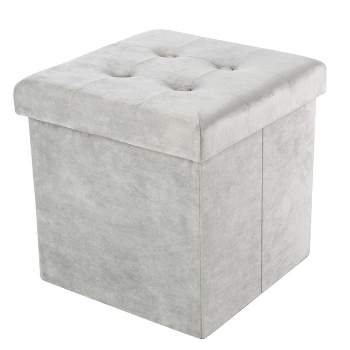 Lavish Home Velvet Tufted Storage Ottoman