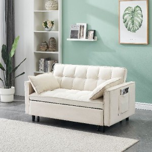 CAVINAS Futon Sofa Couch Pullout Bed, 3 in 1 Convertible Sleeper Sofa Bed, Loveseat Sofa,  Couches for Living Room with Backrest, Toss Pillow, Pocket - 1 of 4