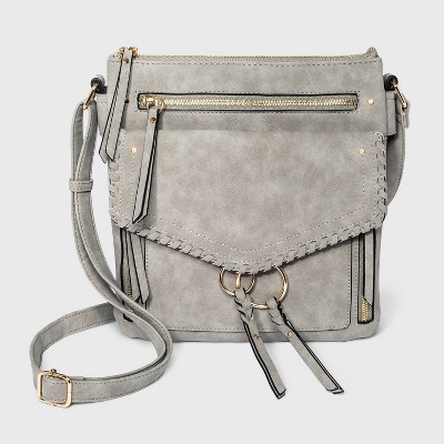 VR NYC Braided O-Ring Messenger Crossbody Bag - Light Gray