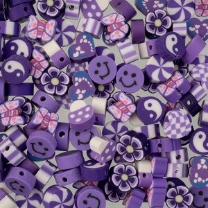 John Bead Polymer Clay Beads Craft Activity Kit Bag 1mm Purple 120 Pieces - 1 of 4
