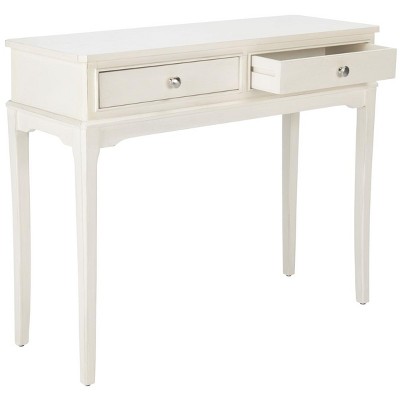 Distressed White French Country 2-Drawer Console Table