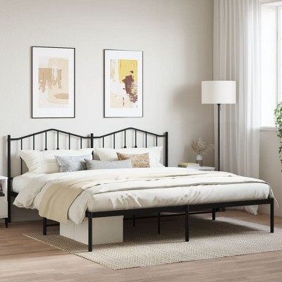 vidaXL Metal Bed Frame with Headboard Black 76 in.x79.9 in. King