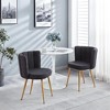Vynxaria Modern GRAY dining chair(set of 2 ) with iron tube wood color legs, shorthair cushions and comfortable backrest - 2 of 4