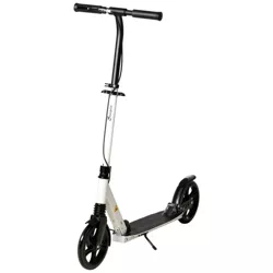 Soozier Foldable Kick Scooter for Teens Ages 12 Years and Up, Lightweight Scooters with Big Wheels, Adjustable Handlebars, White
