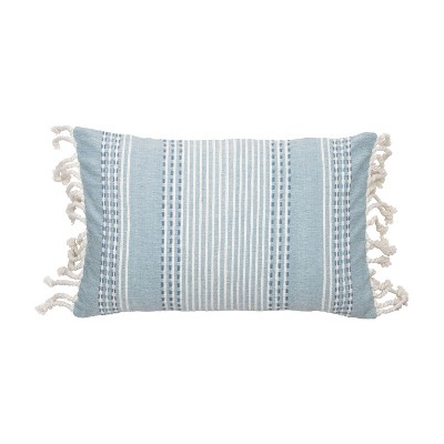 White Diamond Pattern Hand Woven 18x18 Cotton Decorative Throw Pillow with  Hand Tied Tassels - Foreside Home & Garden