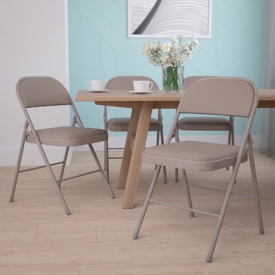 Hercules Series Double Braced Gray Vinyl Metal Folding Chair - 4 Pack