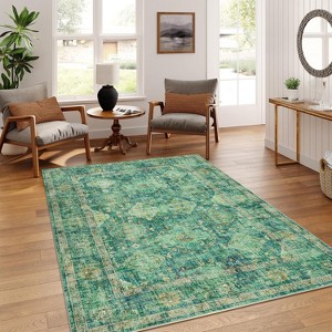 Acekool Area Rugs: Washable Non-Slip Boho Vintage Carpet, Soft Low Pile Foldable Stain Resistant Rugs for Living Room, Bedroom, Home, Dining Room - 1 of 4