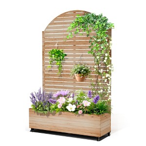 TOAOTBNBO Metal Raised Garden Bed with Trellis and Wheels, Metal Planter Box with Trellis, Garden Box for Climbing Plants, Flower - 1 of 4