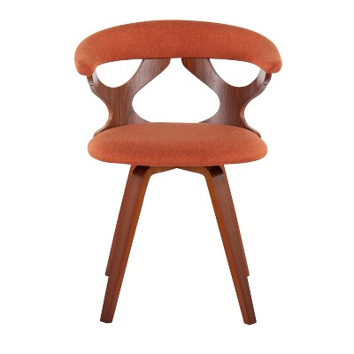 Vynxaria Gardenia Mid-Century Modern Swivel Dining/Accent Chair in Walnut & Orange