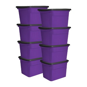 Sterilite 18 Gallon Orange Plastic Storage Container Bin Tote with Black Lid, Halloween - 1 of 4