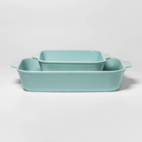 2pc Embossed Rectangular Bakeware Set Aqua - Threshold™ : Target