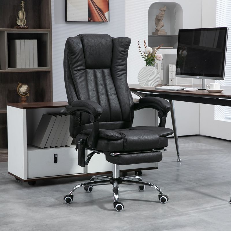 Vinsetto Microfiber Office Chair, High Back Computer Chair with 6 Point Massage, Heat, Adjustable Height and Retractable Footrest, 3 of 7