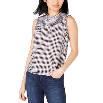 maison Jules Womens Smocked Sleeveless Blouse Top