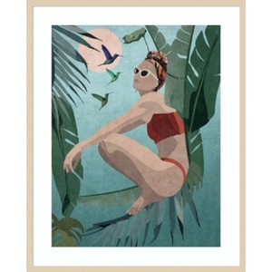 Amanti Art Tropical Blue by Emel Tunaboylu Wood Framed Wall Art Print - 1 of 4