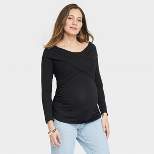Long Sleeve Over the Shoulder Cross Front Maternity Top - Isabel Maternity by Ingrid & Isabel™
