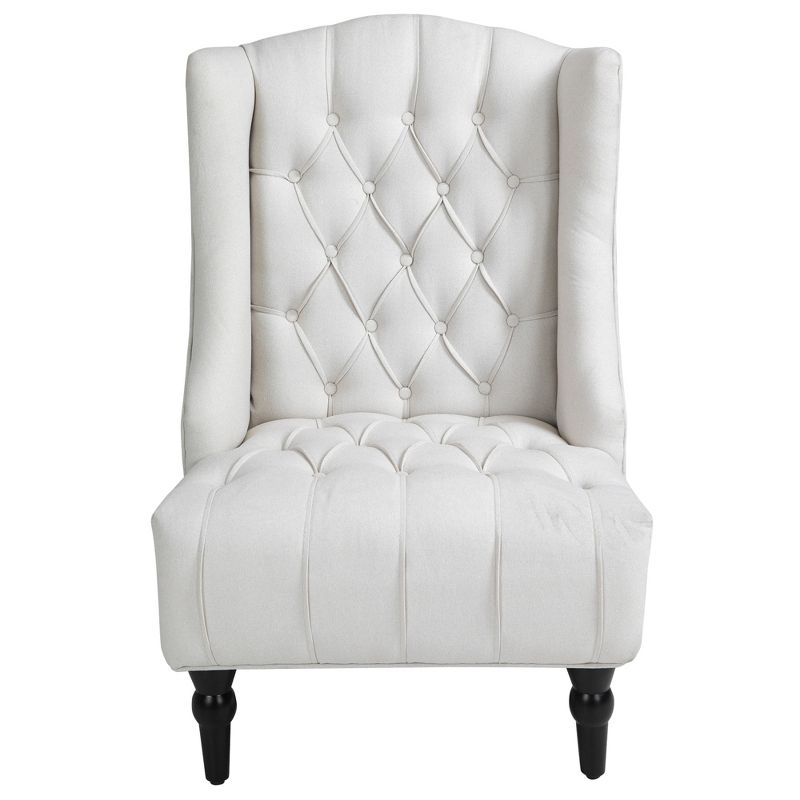 HomCom Linen Fabric Button Tufted Tall Wingback Accent Chair with Wooden Legs, 2 of 7