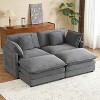 Whisen 75" Modern Design Sofa Couch, Large Loveseat Sofa with 2 Movable Ottomans and Side Storage Pockets - 2 of 4