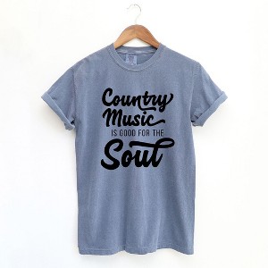 Simply Sage Market Women's Country Music Is Good For The Soul Short Sleeve Garment Dyed Tee - 1 of 3
