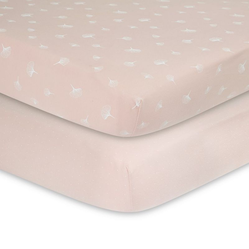 Ely's & Co. Fitted Crib Sheet 100% Combed Jersey Cotton Pink for Baby Girl, 1 of 8