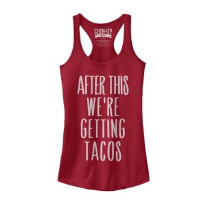 Juniors Womens CHIN UP After This Getting Tacos Racerback Tank Top - 1 of 3