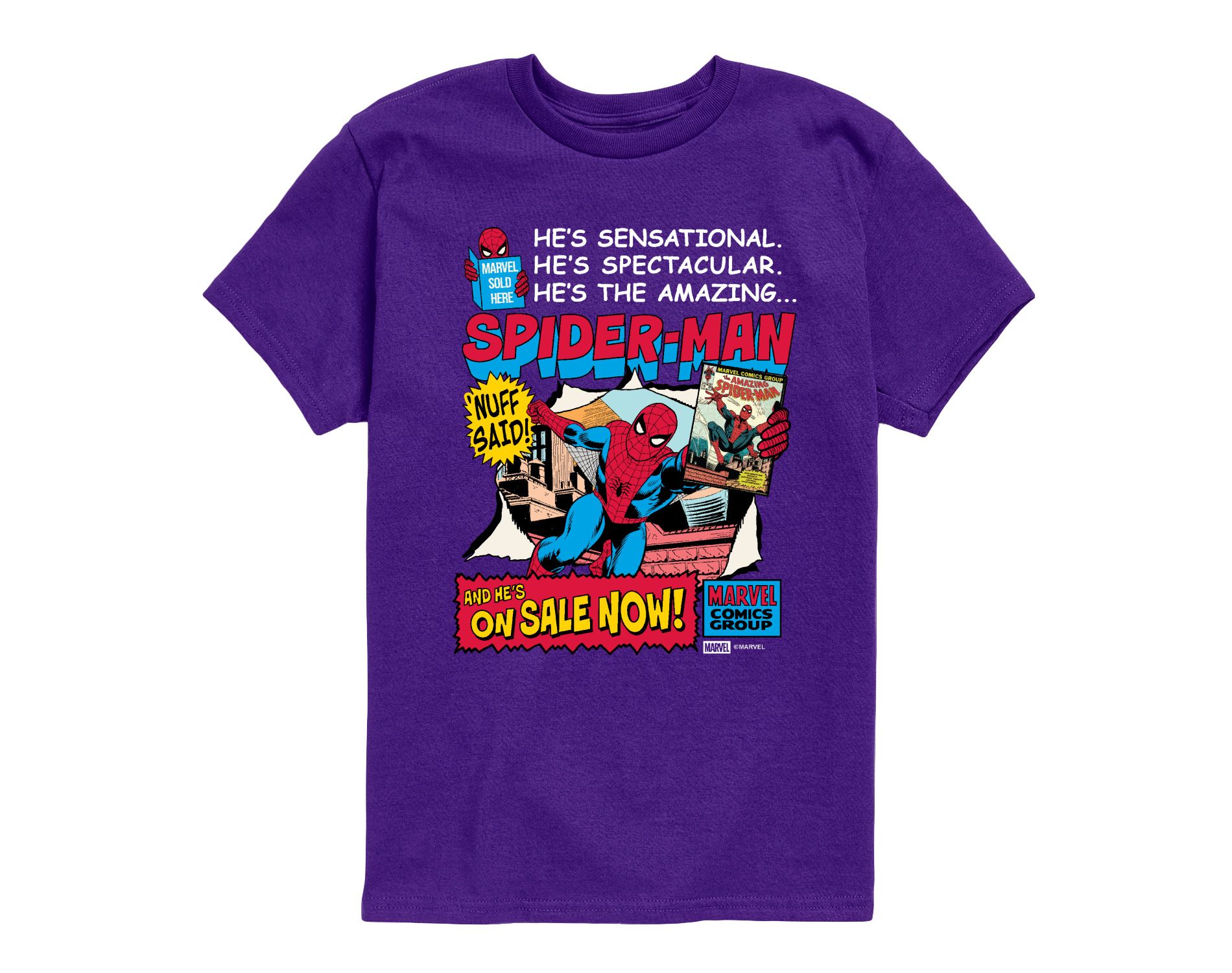 Boys' Marvel Spider-Man Comic Short Sleeve Graphic T-Shirt - Purple - Large