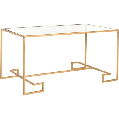 Gold Rectangular Metal and Glass Transitional Coffee Table