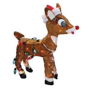 Rudolph the Red Nosed Reindeer Christmas 24" Prelit Standing Outdoor Decoration - Clear Lights - 1 of 3