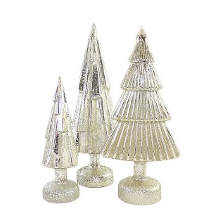 Christmas 13.5" Metallic Trees Translucent Set Of 3 One Hundred 80 Degree  -  Decorative Sculptures - 1 of 3