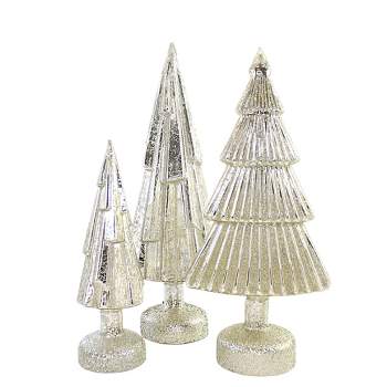 Christmas 13.5" Metallic Trees Translucent Set Of 3 One Hundred 80 Degree  -  Decorative Sculptures