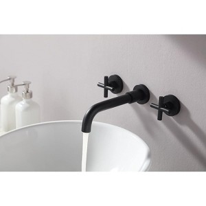 PAGED Bathroom Faucets Double Handle Bathroom Sink Faucet Wall Mount Vanity Faucet with Brass Ceramic Disc Cartridge System - 1 of 4
