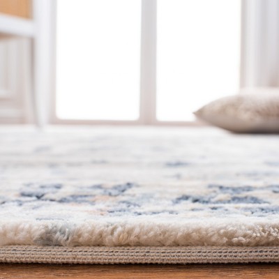 Abstract Cream and Beige Wool Synthetic 4' x 6' Area Rug