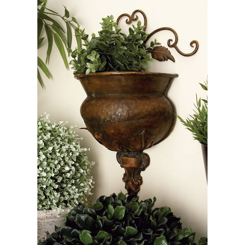 18&#34; Wide Planter Traditional Metal Pot Brown - CosmoLiving by Cosmopolitan, 3 of 8