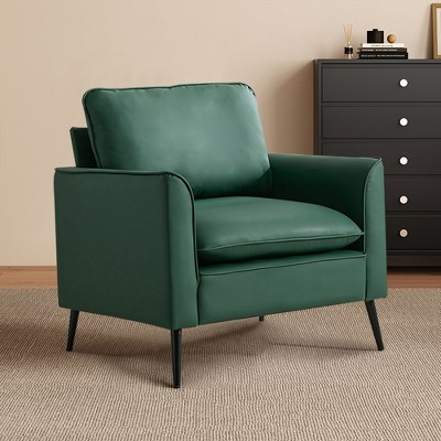 VYNXARIA Cat paw leather upholstered sofa 1PC Green,Nordic retro light luxury living room balcony bedroom single casual sofa chair