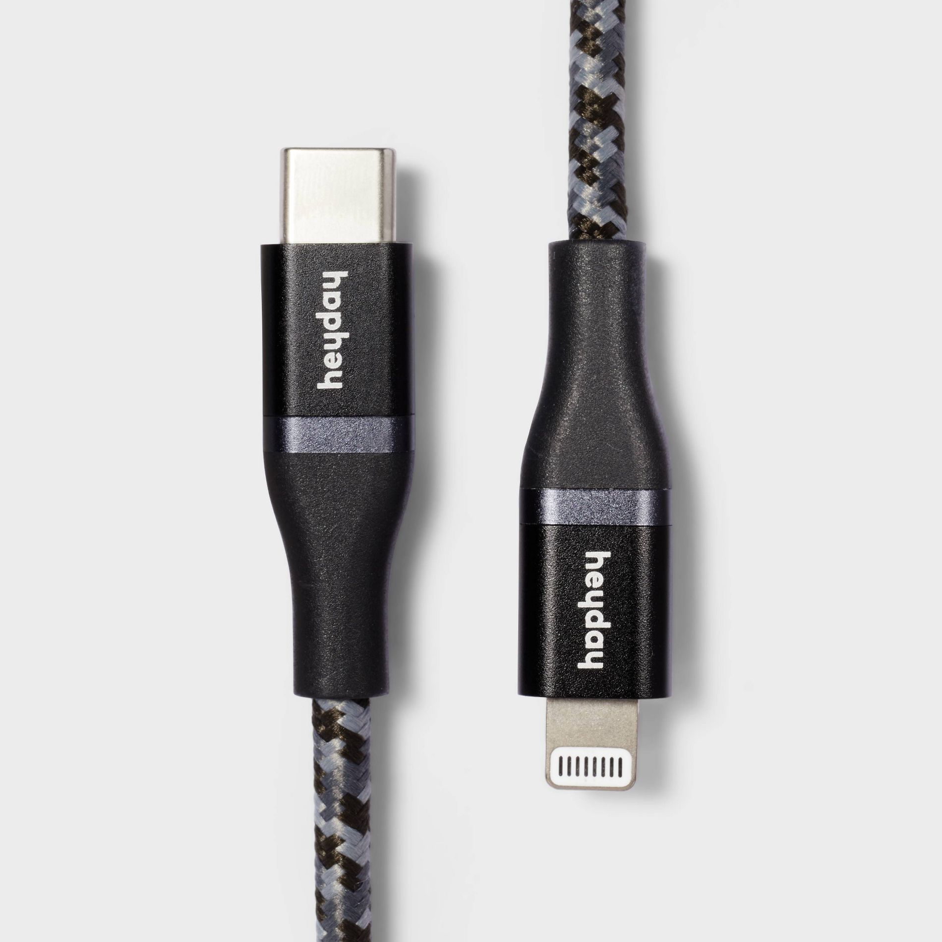 4' Lightning to USB-C Braided Cable - heyday™ Black: Male-to-Male Connector