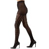 Memoi Women's Textured Cotton Rich Inverted Crochet Fashion Tights Black M-L - 3 of 4