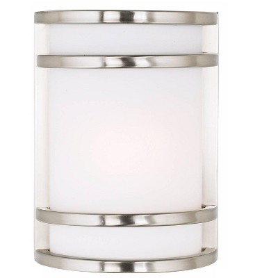 Minka Lavery Modern Outdoor Wall Light Fixture Stainless Steel 9 1/2" Etched Opal Glass for Post Exterior Barn Porch Yard Patio