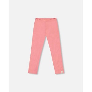 Deux par Deux Girl Flat Back Rib Leggings Coral Pink - 1 of 3