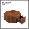 35" MDF Wood Petal Shaped Coffee Table with Hidden Drawer, Small Modern Round Coffee Table for Living Room or Apartment-Coolbibila - 4 of 4