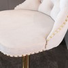 2-Piece 25-33 Inch Height-Adjustable Swivel Velvet Bar Stools Black Modern Upholstered Bar Stools with Gold Chair Legs - 4 of 4