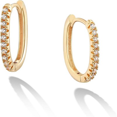 Cubic Zirconia Huggie Earrings 14k Gold Plated Tiny Earrings Small Huggie Hoop Earrings Simple Lightweight Hoops Gift for Women