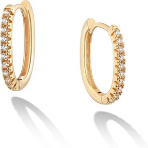 Cubic Zirconia Huggie Earrings 14k Gold Plated Tiny Earrings Small Huggie Hoop Earrings Simple Lightweight Hoops Gift for Women - 1 of 4