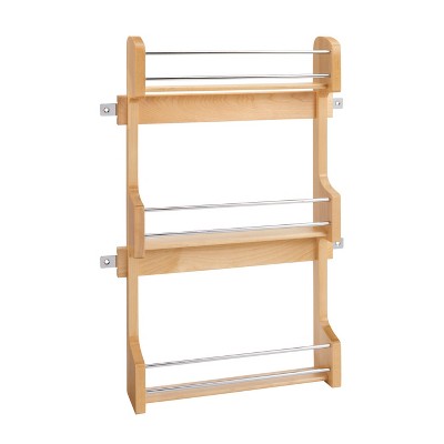 Rev-A-Shelf 4SR-18 18-Inch Kitchen Cabinet Door Mounted Wooden 3-Shelf Storage Spice Rack with Mounting Hardware, Natural Maple