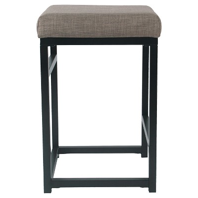 Backless Brown Wood and Metal Counter Stool