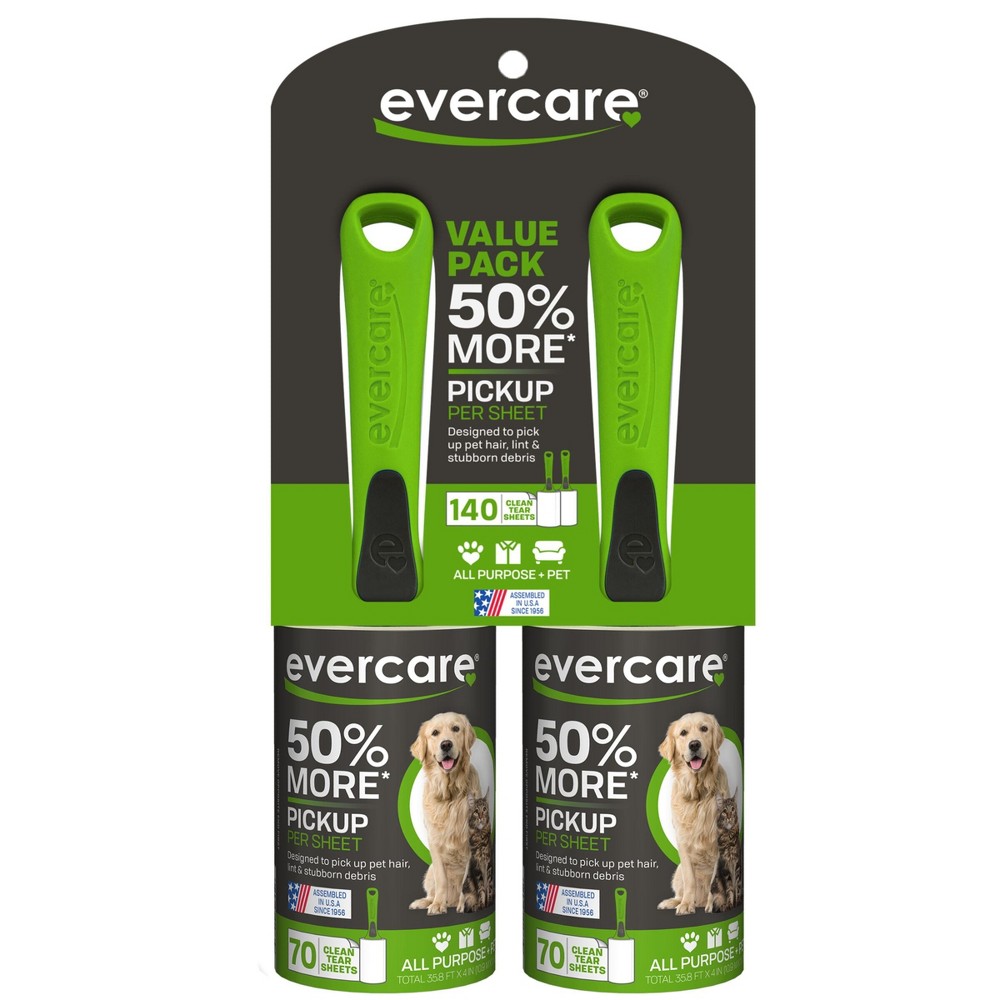 Evercare Pet Twin Pack Lint Roller - 140 Sheets 6 Packs 