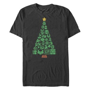 Men's Nintendo Christmas Tree Mosaic T-Shirt - 1 of 4