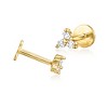 Pure Collection by Ross-Simons Diamond-Accented 3-Stone Flat-Back Stud Earrings in 14kt Yellow Gold - 3 of 4