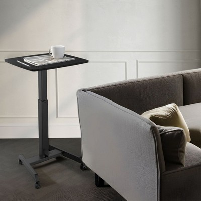 Black Adjustable Height Rolling Laptop Desk with Pneumatic Lift